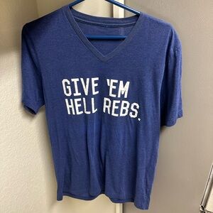 Blue V-Neck Graphic T-Shirt